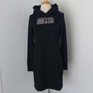 Calvin Klein Black Hoodie Dress with Logo Detail